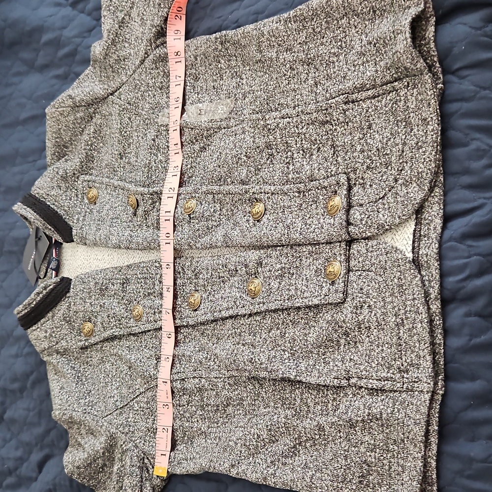 NWT Tommy Hilfiger Classic Open-Front Military Band Jacket Women’s Medium Grey - Picture 10 of 12